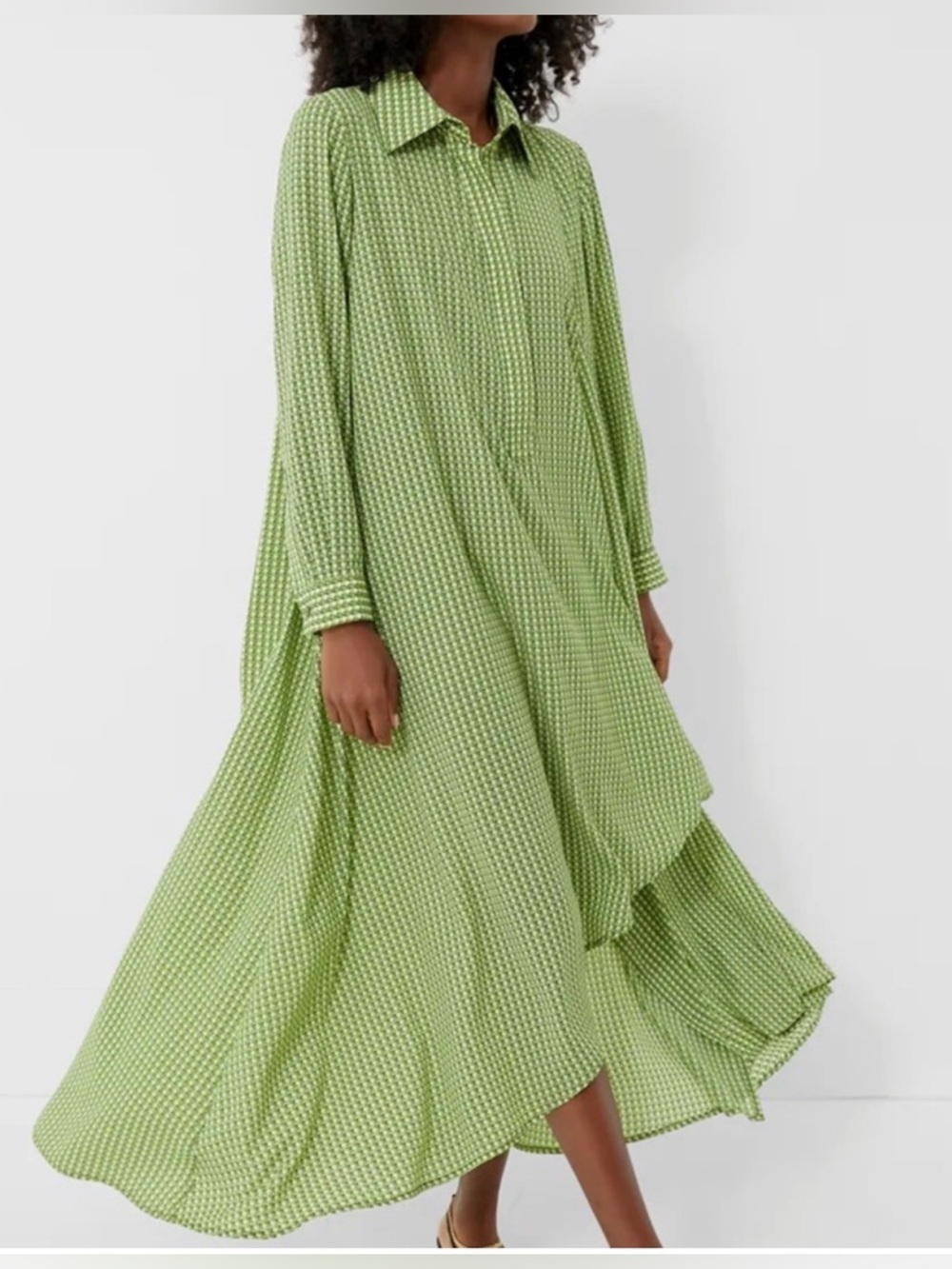 Tuckernuck Verdant Lucille Geo Basketweave Green Print Dress Women's Large - Picture 2 of 8